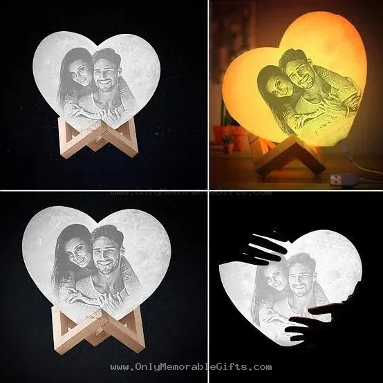 Personalized Heart Shape Lithophane Photo Lamp - Image 2