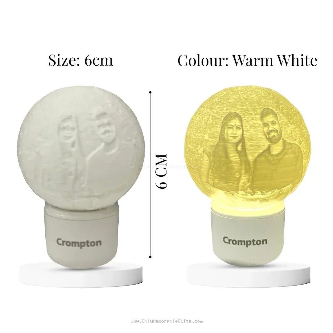 Personalized Lithophane Moon Lamp – Plug-In - Image 2