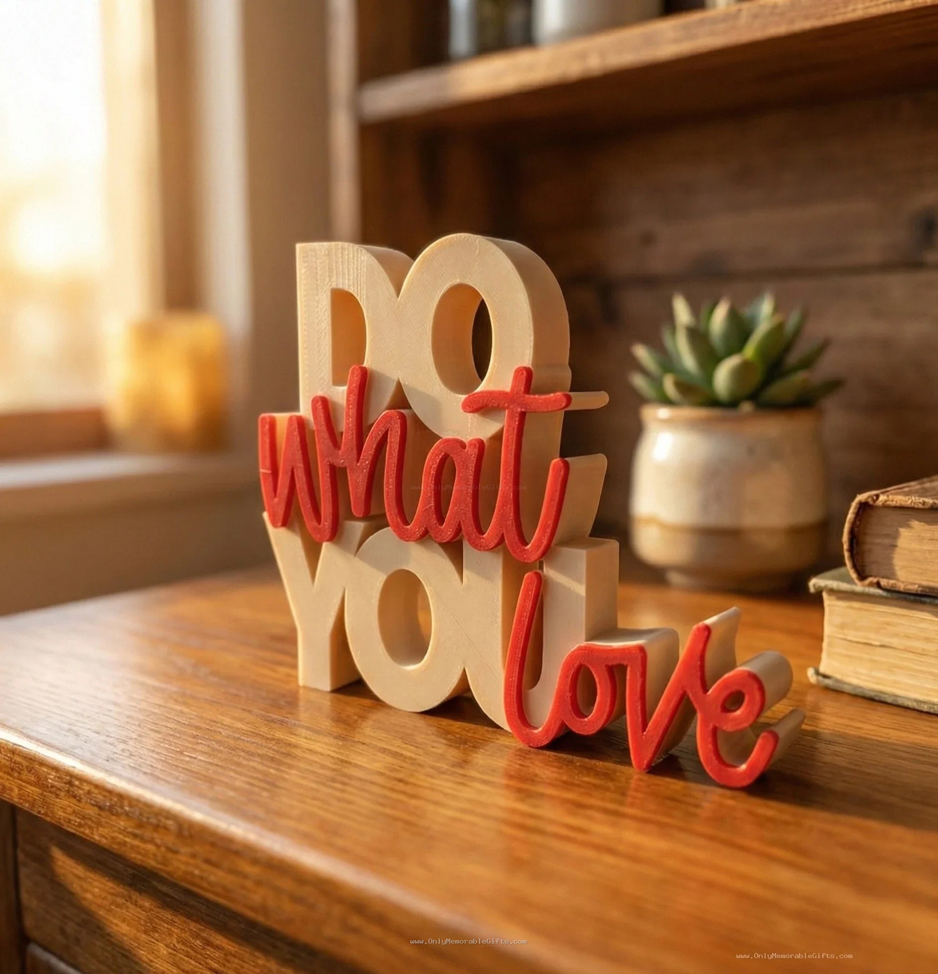 Do What You Love 3D Printed Sign | Motivational Desk Decor