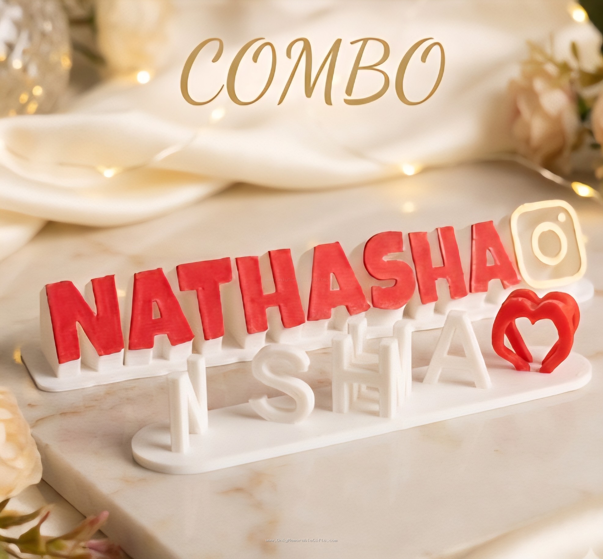 Valentine Personalized Combo – Flip Name, Name Stand & Lithophane Keychain - Image 6