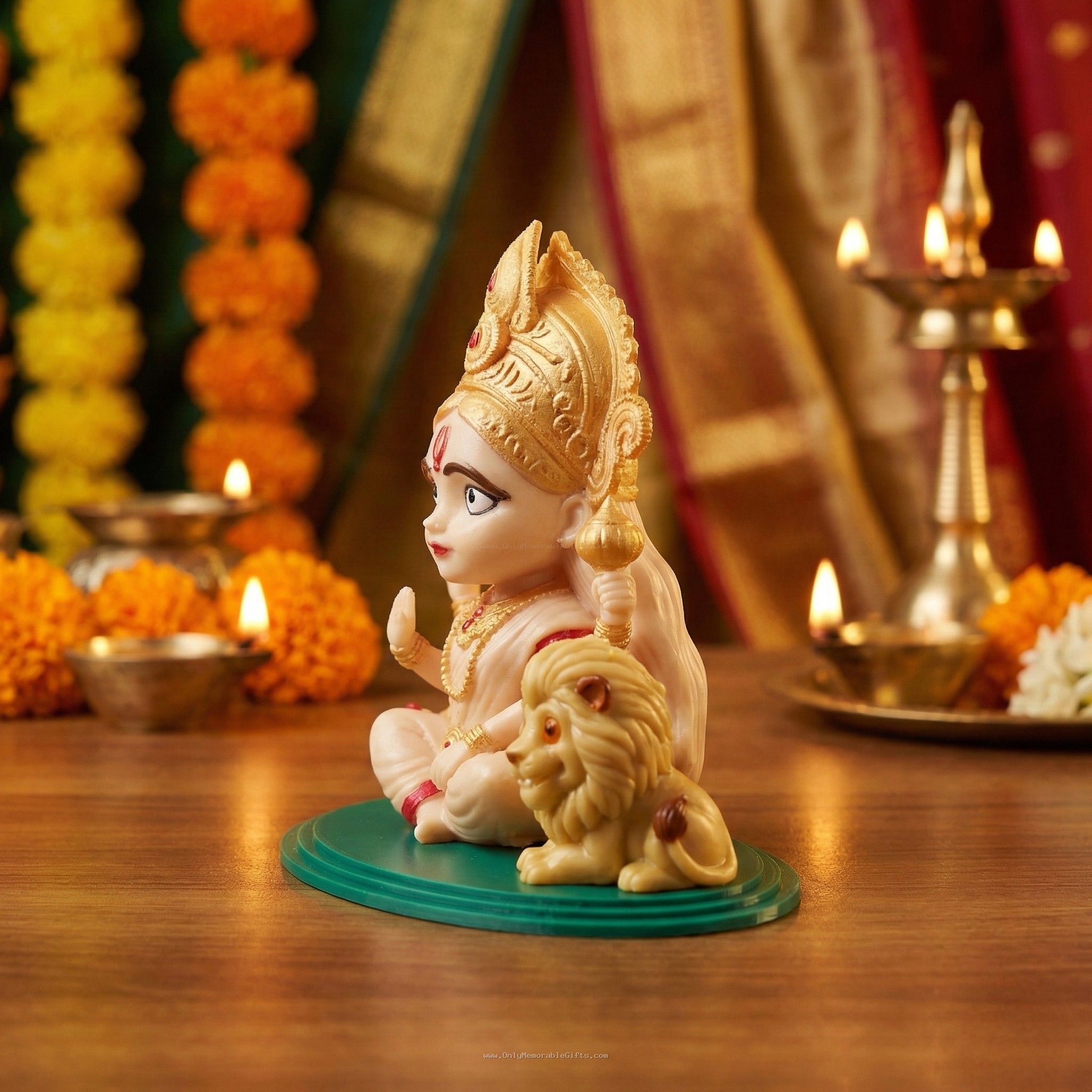 Handmade Painted Goddess Durga Idol - Image 3
