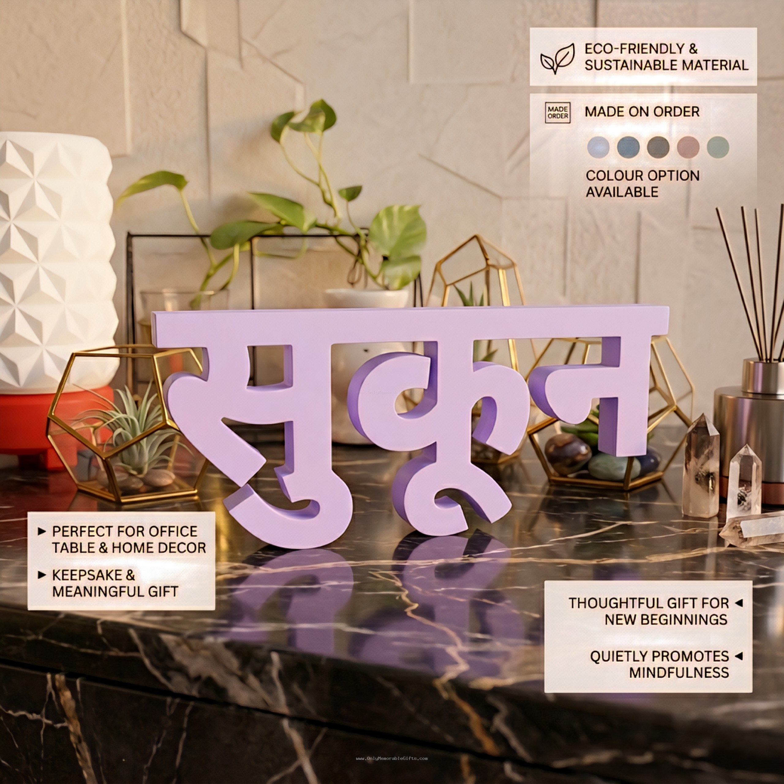 Sukoon office desk decoration in pastel color