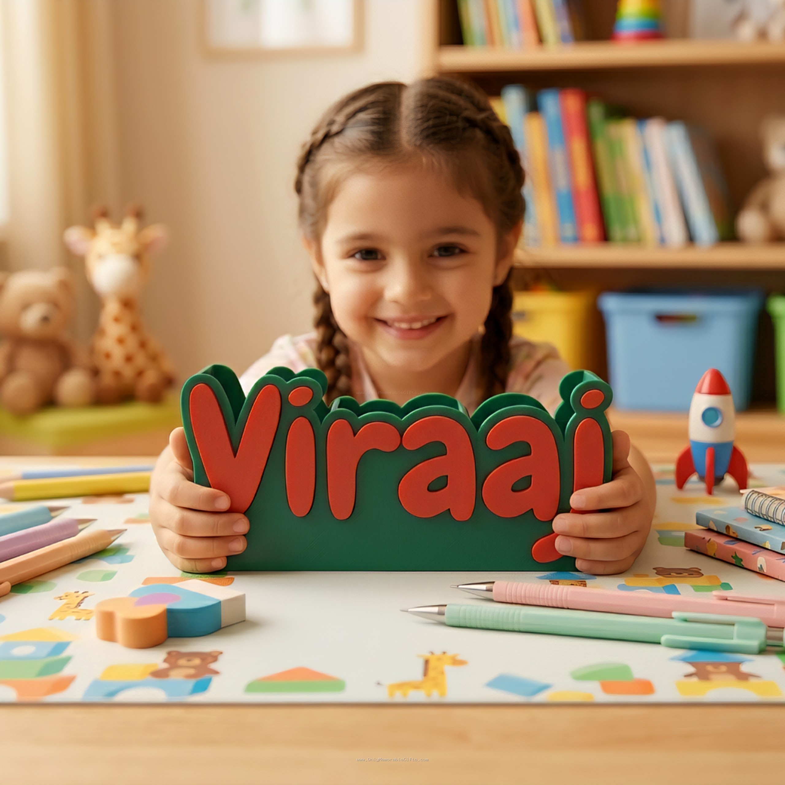 Personalized study table organizer with custom name engraving