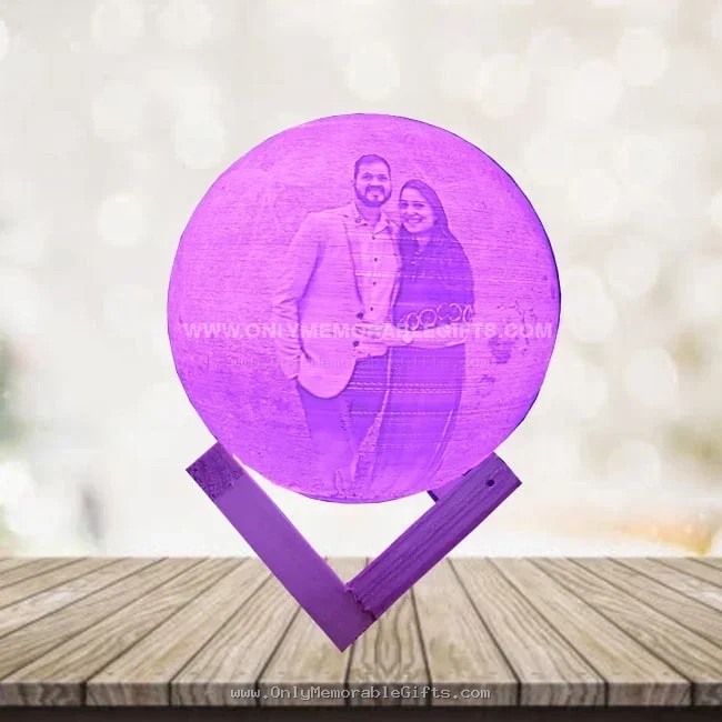 Personalized Multi-Color Lithophane Moon Lamp with Remote