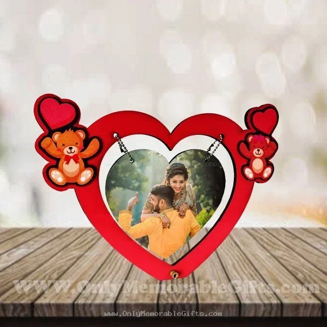 Romantic personalized tabletop heart photo frame