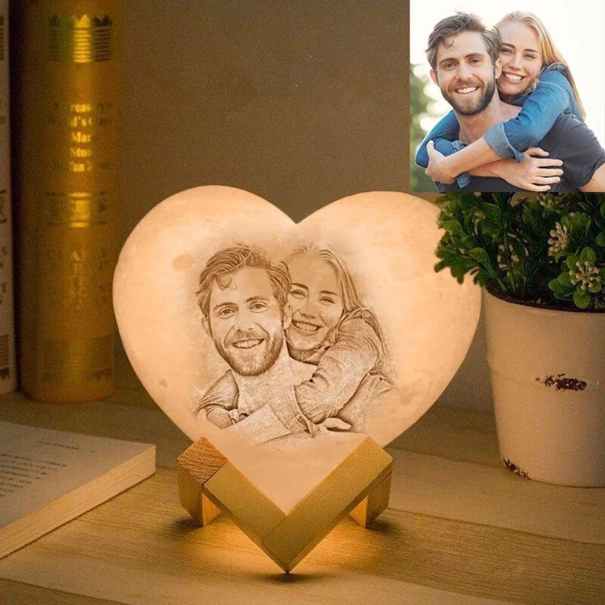 Personalized Heart Shape Lithophane Photo Lamp - Image 3