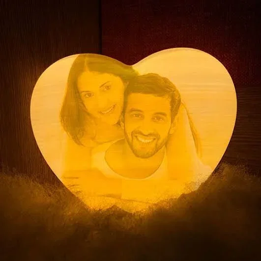 Personalized Heart Shape Lithophane Photo Lamp - Image 5