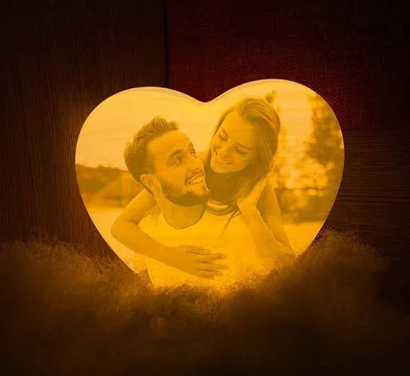 Personalized Heart Shape Lithophane Photo Lamp - Image 4