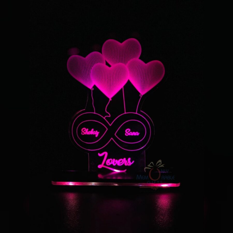 Alternative view of 3D ACRYLIC LED HEART BALLOON LAMP