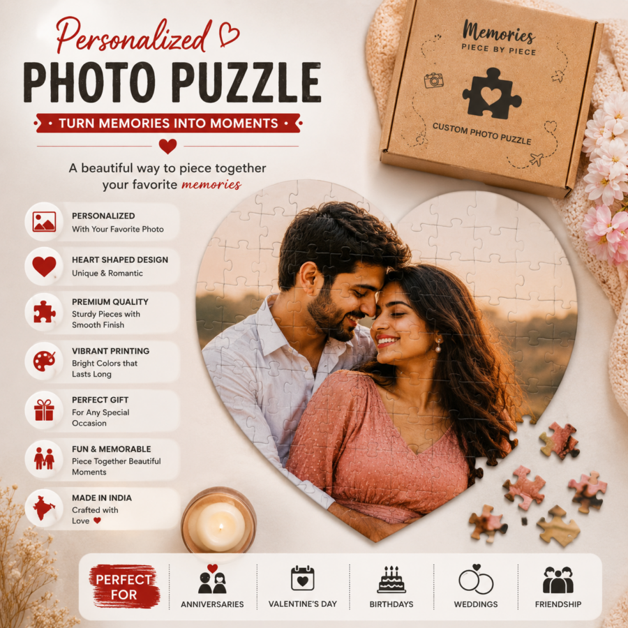 Heart photo jigsaw puzzle with custom image