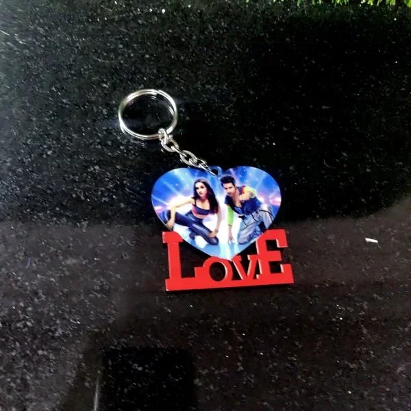 Alternative view of LOVE PHOTO KEYCHAIN