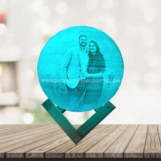 Alternative view of Personalized Multi-Color Lithophane Moon Lamp with Remote