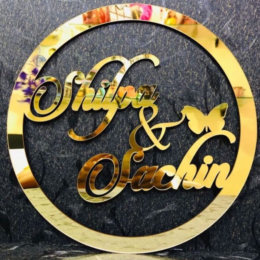 Alternative view of Personalized Acrylic Gold Ring Name Plate