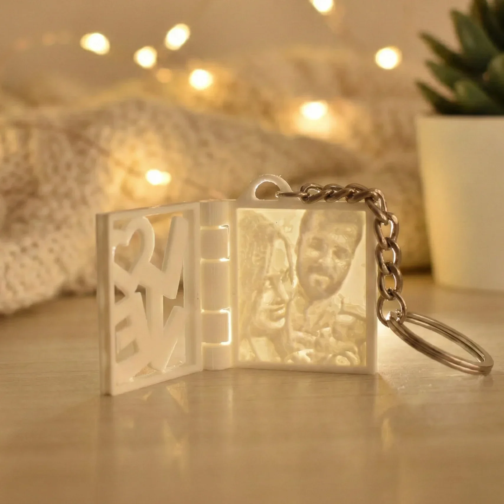 Personalized Photo Glow Keychain – Custom Light-Reveal Photo Gift