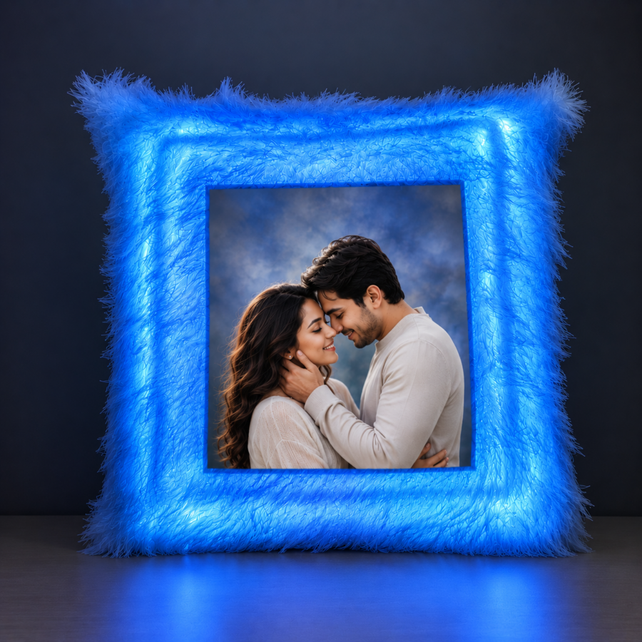 Customized glowing photo cushion for couples