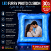 Personalized fur LED cushion with custom photo print