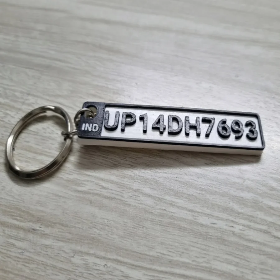 Alternative view of Custom Number Plate Keychain – Personalized Bike/Car Keychain
