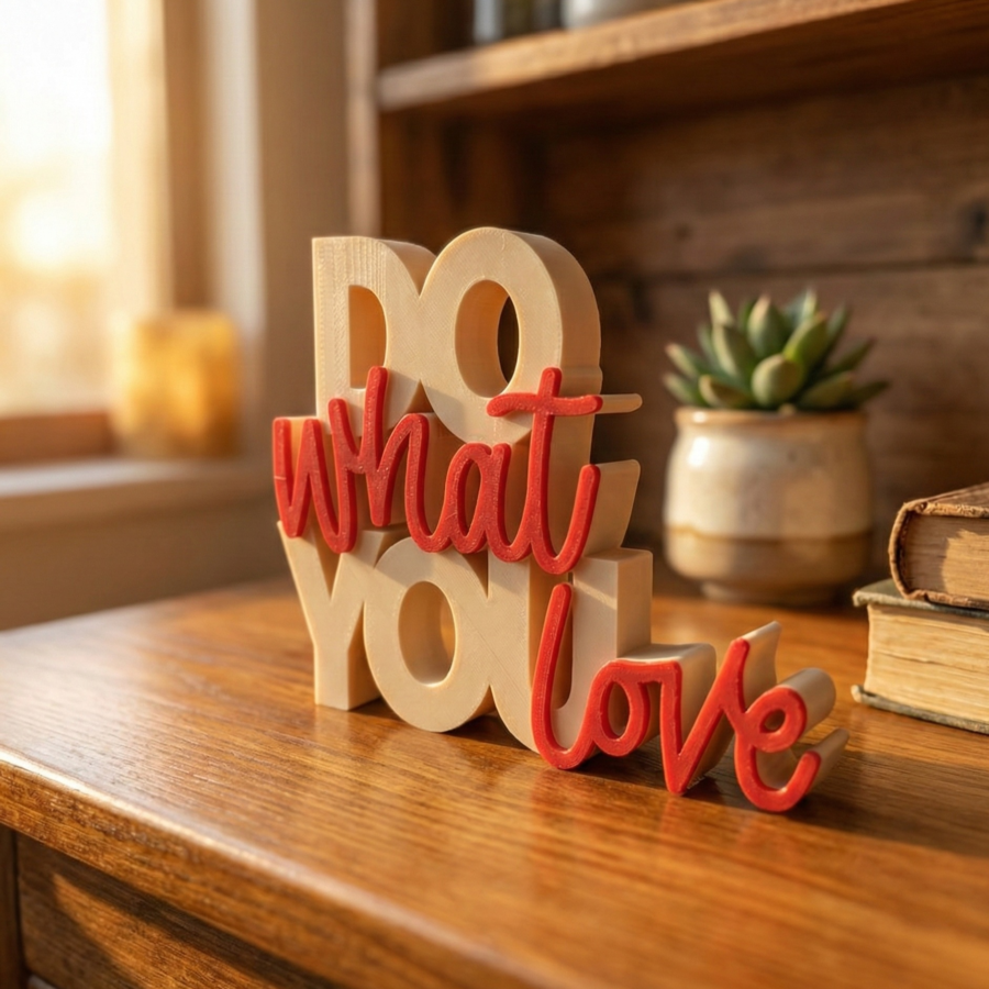 Do What You Love 3D Printed Sign | Motivational Desk Decor