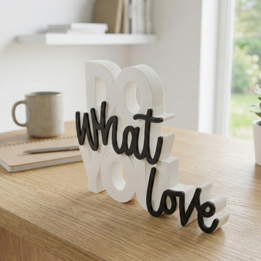 Alternative view of Do What You Love 3D Printed Sign | Motivational Desk Decor