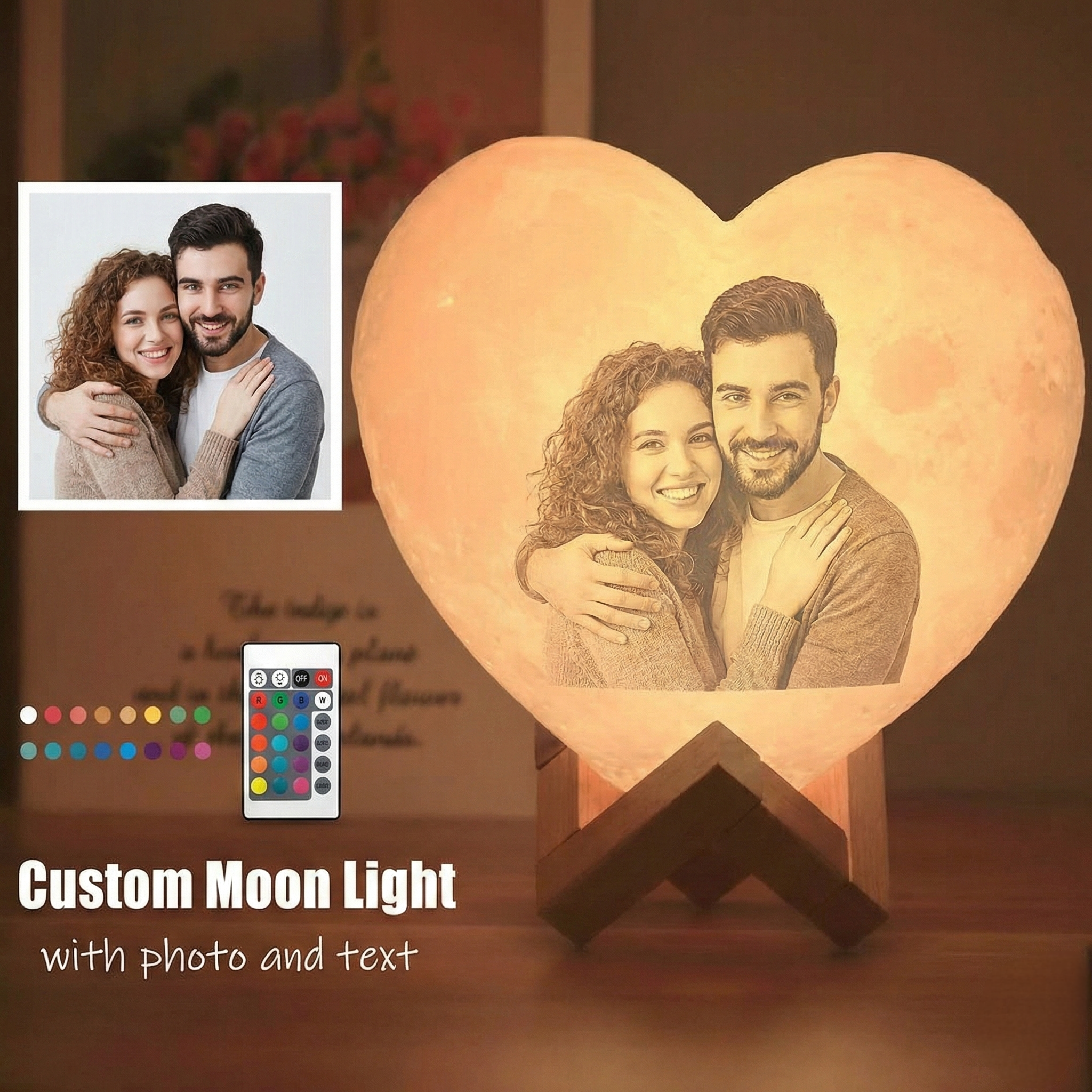 heart lithophane moon lamp