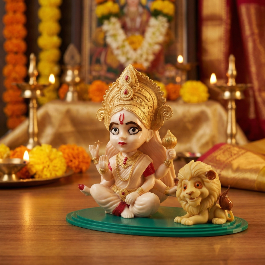 Alternative view of Handmade Painted Goddess Durga Idol