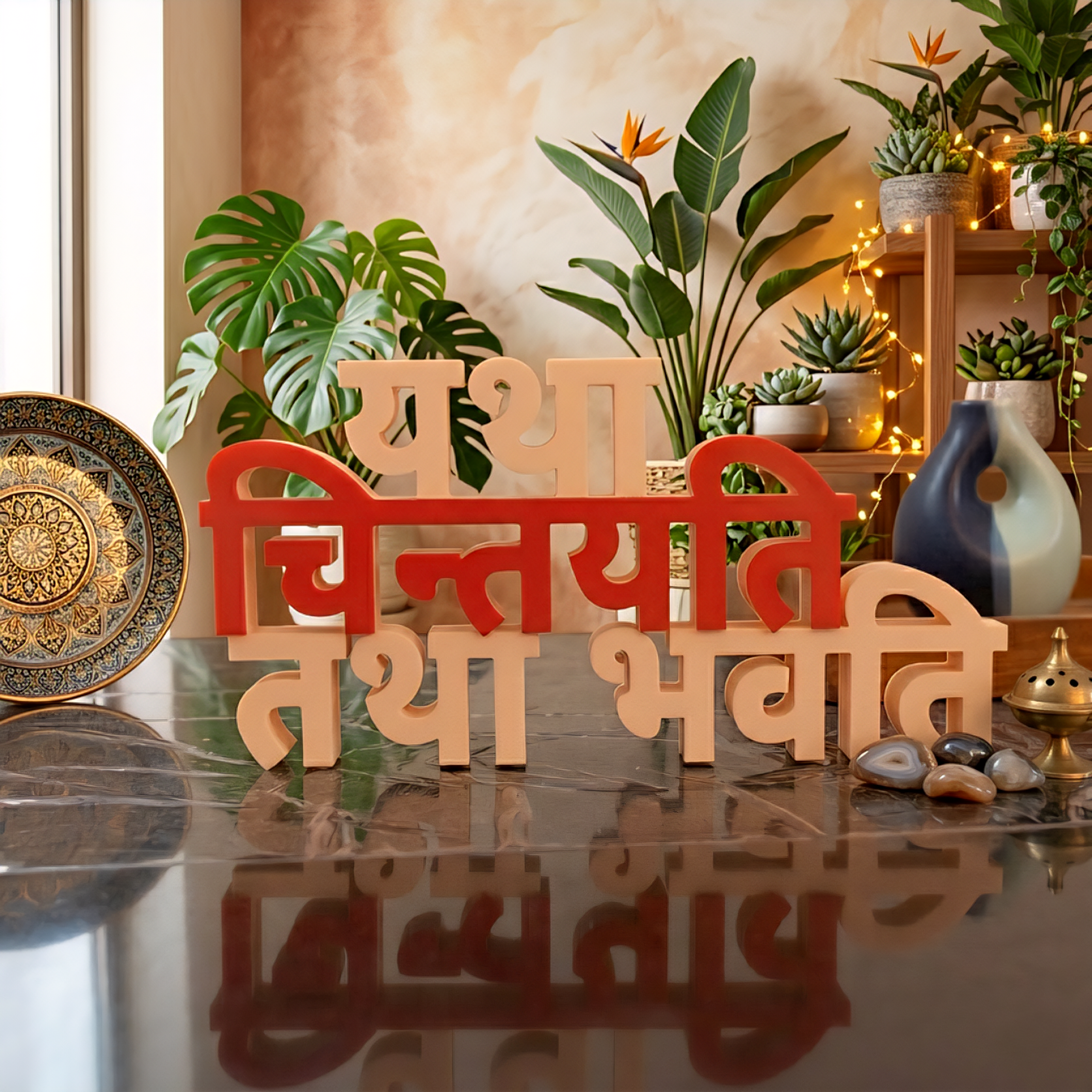 Yatha Chintayati Tatha Bhavati Sanskrit Quote Décor