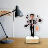 Personalized Super Dad multitasking caricature standee