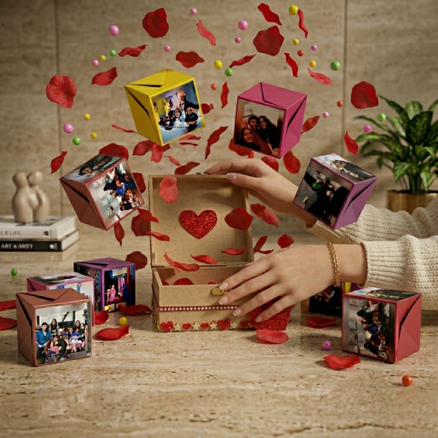 Floating photo cube surprise gift box